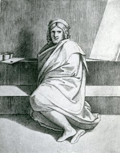 Rafael con una capa, c.1520 de Marcantonio Raimondi